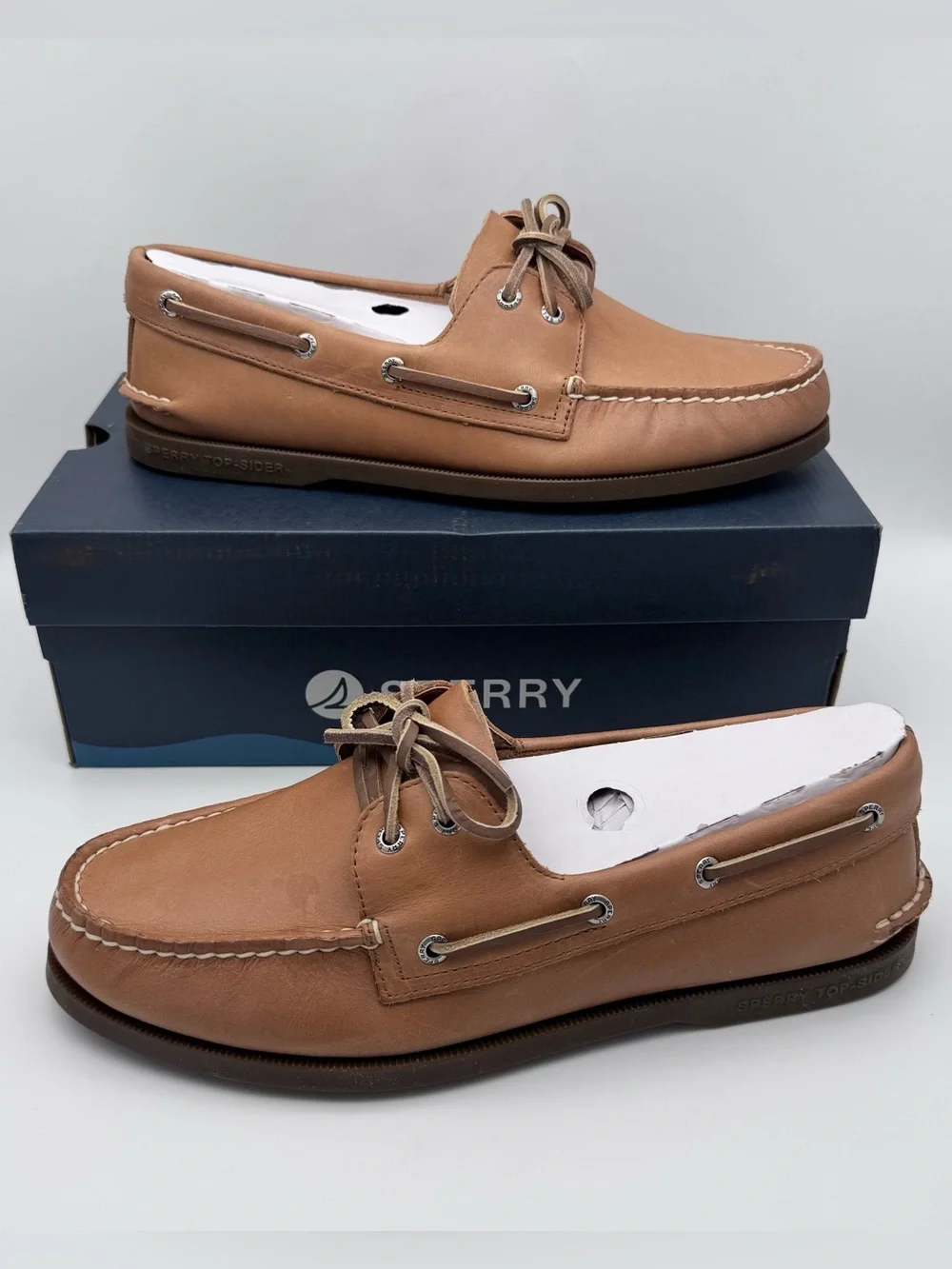 Sperry A/O 2-Eye Sahara Leather Boat Shoes Royal Brown Men 10.5 W NIB